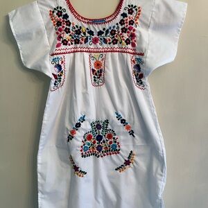 Makie White Dress with Multicolor Floral Embroidery